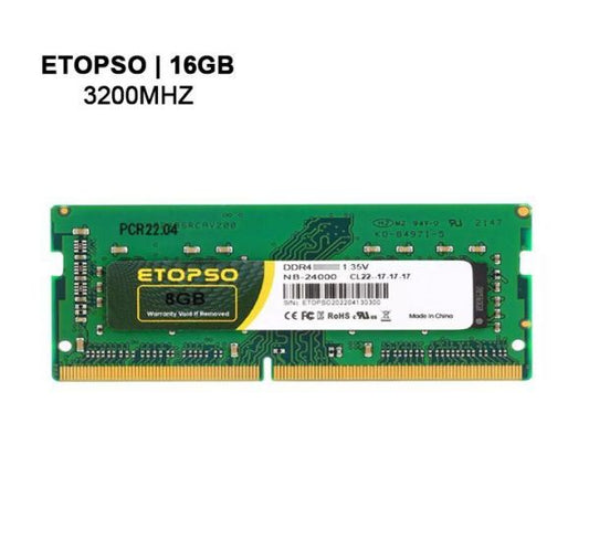 Dell Inspiron 5400 2-in-1, 5505, 5501, 5405, 5401, 7405 2-in-1, 5402, 5406 2-in-1 Etopso 16GB 3200Mhz DDR4 Laptop RAM